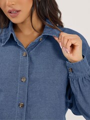 PixieGirl Petite Blue Oversized Denim Shirt - Image 4 of 6