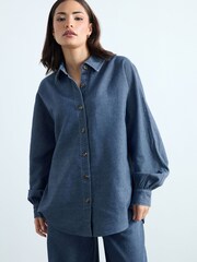 PixieGirl Petite Blue Oversized Denim Shirt - Image 5 of 6