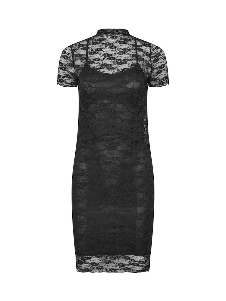 PixieGirl Petite Black Lace Short Sleeve Dress - Image 5 of 5 PixieGirl Petite Black Lace Short Sleeve Dress - Image 5 of 5