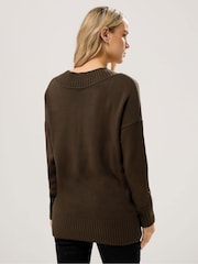 Long Tall Sally Brown V-Neck Jumper - Image 3 of 5