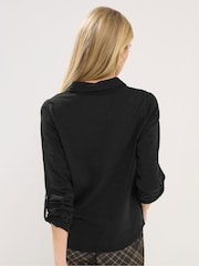 PixieGirl Petite Black Turn Back Cuff Shirt - Image 2 of 5