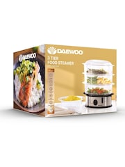 Daewoo Stainless Steel 3 Layer Food Steamer 1200W - Image 1 of 5