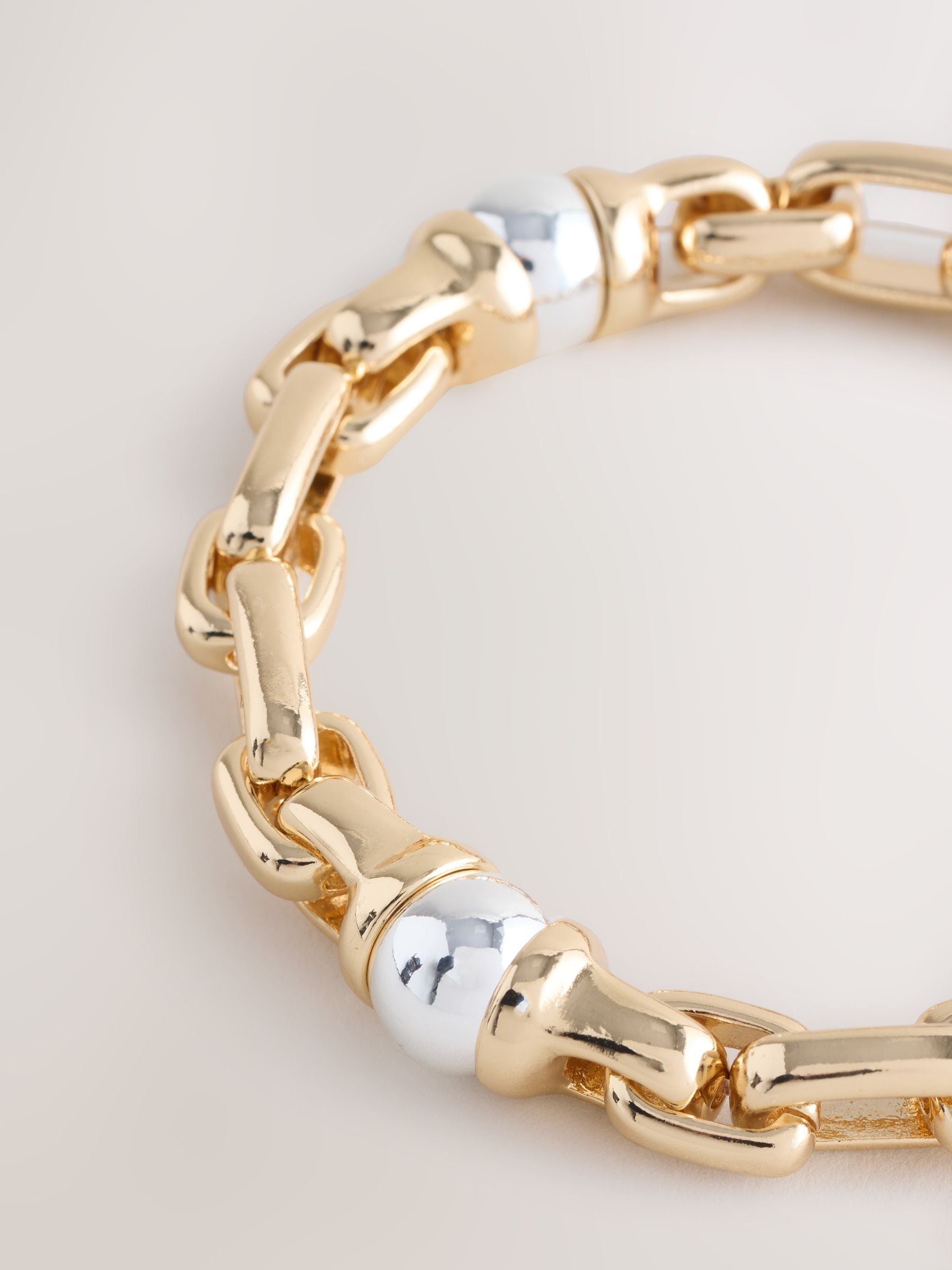 Buy Gold/Silver Tone Mixed Metal Chain Stretch Bracelet from the