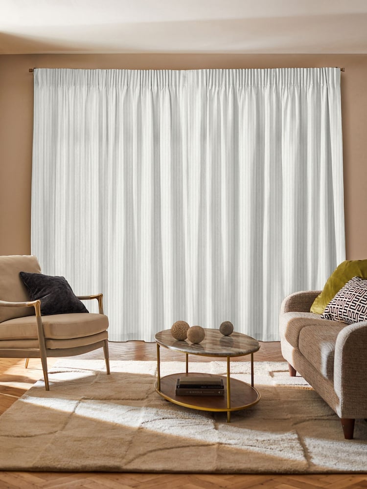 Blue Stitch Stripe Made to Measure Curtains - Image 2 of 9