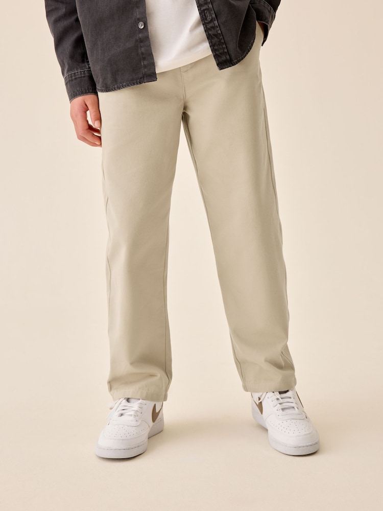 Stone Wide Chino Trousers (3-16yrs) - Image 1 of 9 Stone Wide Chino Trousers (3-16yrs) - Image 1 of 9