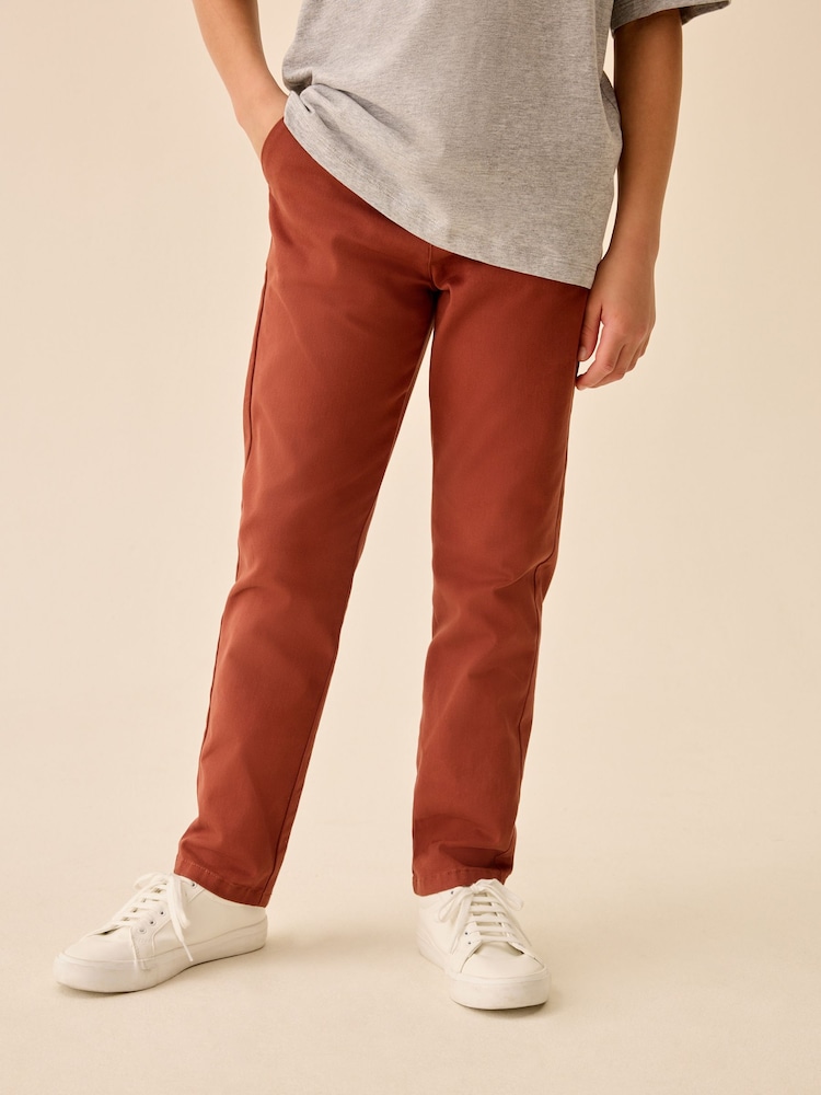 Rust Brown Regular Fit Stretch Chino Trousers (3-17yrs) - Image 1 of 4 Rust Brown Regular Fit Stretch Chino Trousers (3-17yrs) - Image 1 of 4