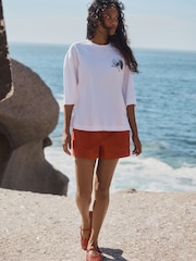 Red Pull-On Utility Denim Shorts - Image 2 of 5