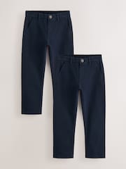 Navy Stretch Skinny Chino Trousers 2 Pack (3-17yrs) - Image 1 of 5