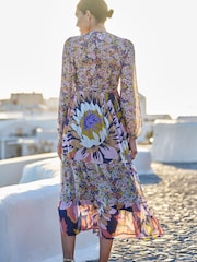 Seraphine Lilac Purple Floaty Maternity & Nursing Midi Wrap Dress - Image 6 of 6