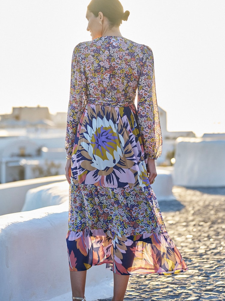Seraphine Lilac Purple Floaty Maternity & Nursing Midi Wrap Dress - Image 6 of 6