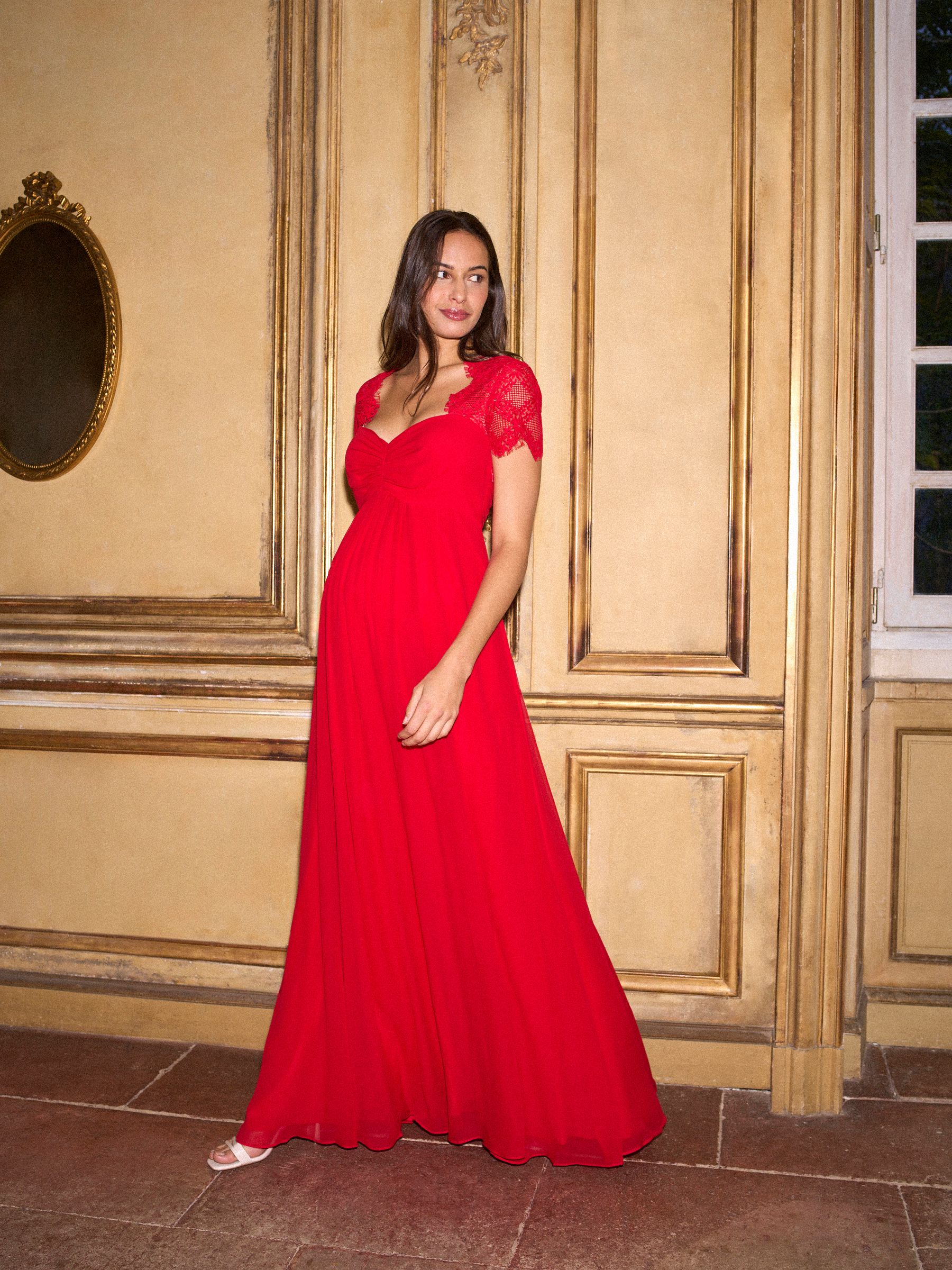maxi red maternity dress Francesca Maternity Maxi Dress Sunset Red