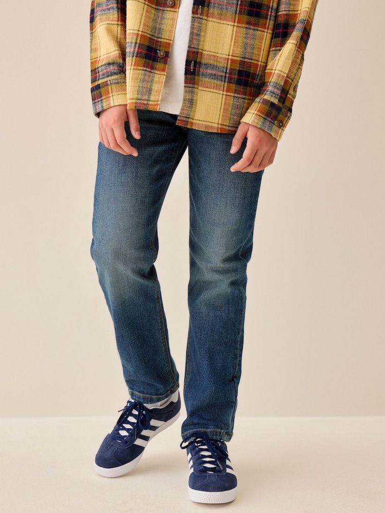 Indigo Blue Regular Fit Stretch Jeans (3-16yrs) - Image 1 of 8 Indigo Blue Regular Fit Stretch Jeans (3-16yrs) - Image 1 of 8