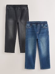 Black/Navy Loose Fit Stretch Elasticated Waist Jeans 2 Pack (3-16yrs) - Image 1 of 6