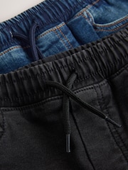 Black/Navy Loose Fit Stretch Elasticated Waist Jeans 2 Pack (3-16yrs) - Image 5 of 6