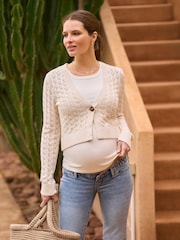 Seraphine Seraphine Maternity Cream Cropped Cardigan - 画像 3 / 5
