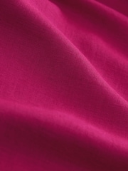 Fuchsia Pink Barrel Leg Linen Cotton Blend Trousers - Image 8 of 8