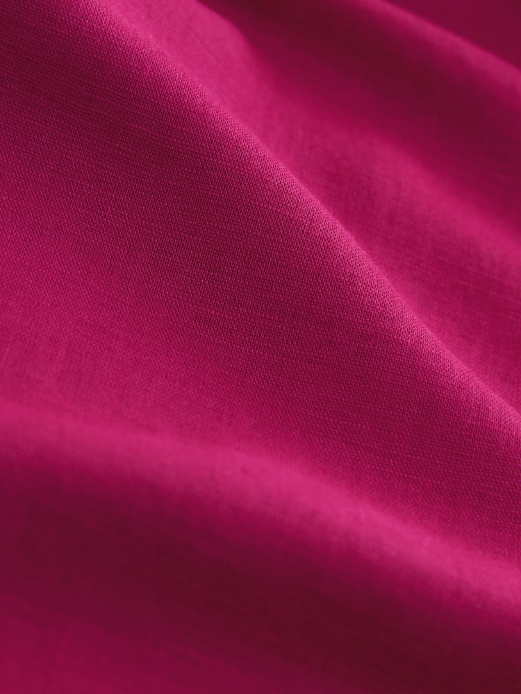 Fuchsia Pink Barrel Leg Linen Cotton Blend Trousers - Image 8 of 8
