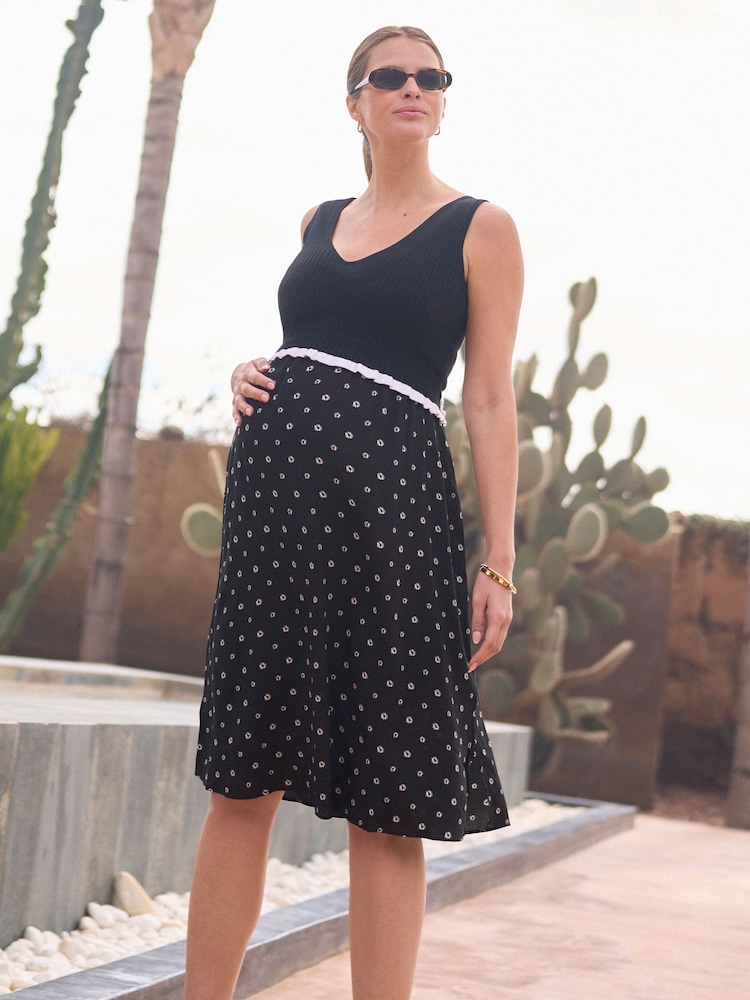 Seraphine Black Maternity & Nursing Dress - Image 2 of 5