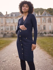 Seraphine Navy Blue Maternity Knitted Dress - Image 1 of 5