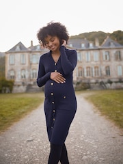 Seraphine Navy Blue Maternity Knitted Dress - Image 3 of 5