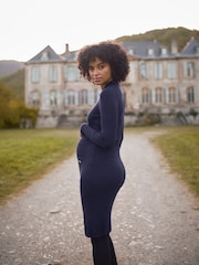 Seraphine Navy Blue Maternity Knitted Dress - Image 4 of 5