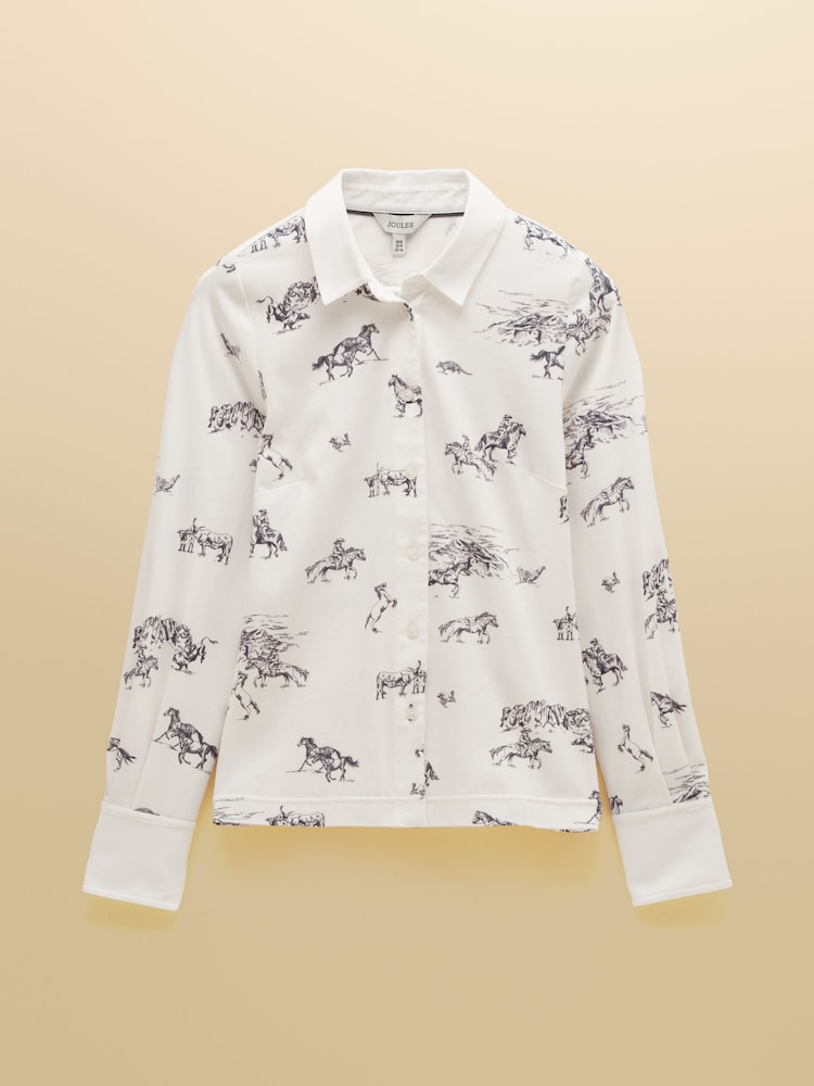 Joules Charlotte Western Cotton Rich Printed Jersey Shirt - Image 7 of 7