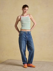 Joules Gia Green Stripe Square Neck Ribbed Vest - Image 3 of 7