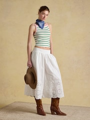 Joules Gia Green Stripe Square Neck Ribbed Vest - Image 6 of 7