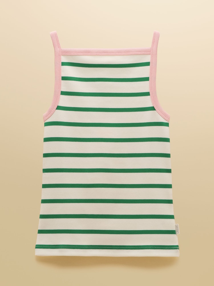 Joules Gia Green Stripe Square Neck Ribbed Vest - Image 7 of 7 Joules Gia Green Stripe Square Neck Ribbed Vest - Image 7 of 7