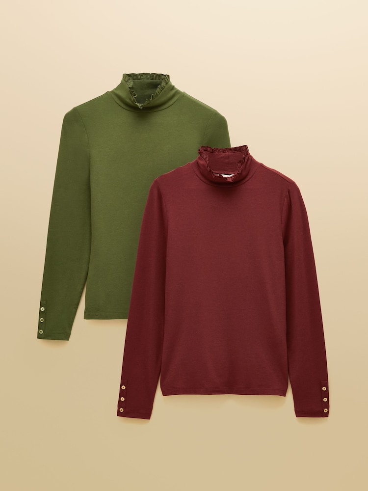 Amy Khaki/Russet Jersey Layering Tops 2 Pack - Image 1 of 7 Amy Khaki/Russet Jersey Layering Tops 2 Pack - Image 1 of 7