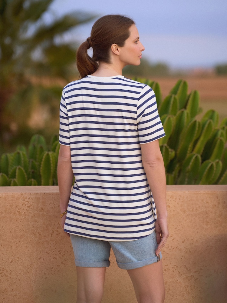 Seraphine Navy & White Stripe Maternity & Nursing Short Sleeve T-Shirt - Image 4 of 4
