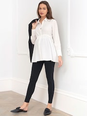 Seraphine White Ivory Maternity & Nursing Drawstring Detail Shirt - Image 2 of 7