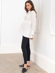 Seraphine White Ivory Maternity & Nursing Drawstring Detail Shirt - Image 3 of 7