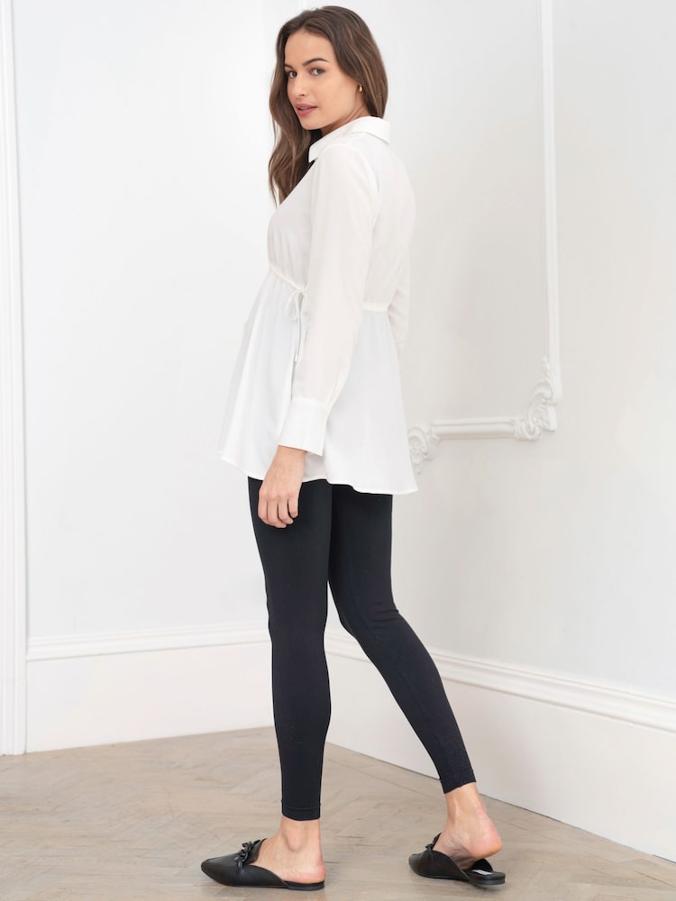 Seraphine White Ivory Maternity & Nursing Drawstring Detail Shirt - Image 5 of 5 Seraphine White Ivory Maternity & Nursing Drawstring Detail Shirt - Image 5 of 5