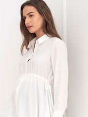 Seraphine White Ivory Maternity & Nursing Drawstring Detail Shirt - Image 6 of 7