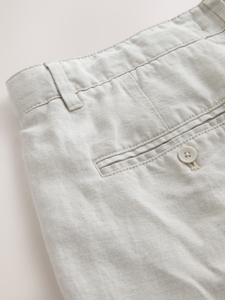 Stone Straight Fit Cotton Linen Blend Chino Trousers - Image 10 of 10