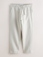 Stone Straight Fit Cotton Linen Blend Chino Trousers - Image 7 of 10