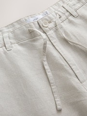 Stone Straight Fit Cotton Linen Blend Chino Trousers - Image 9 of 10
