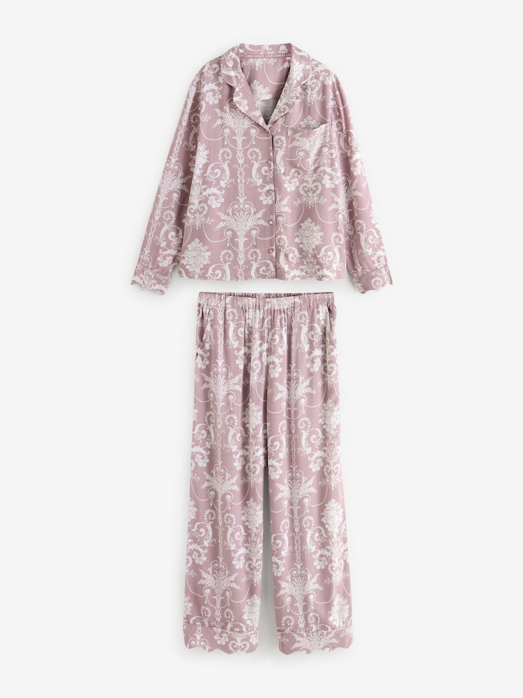 Laura Ashley Pink/Mink Josette Button Through Pyjamas - Image 1 of 7