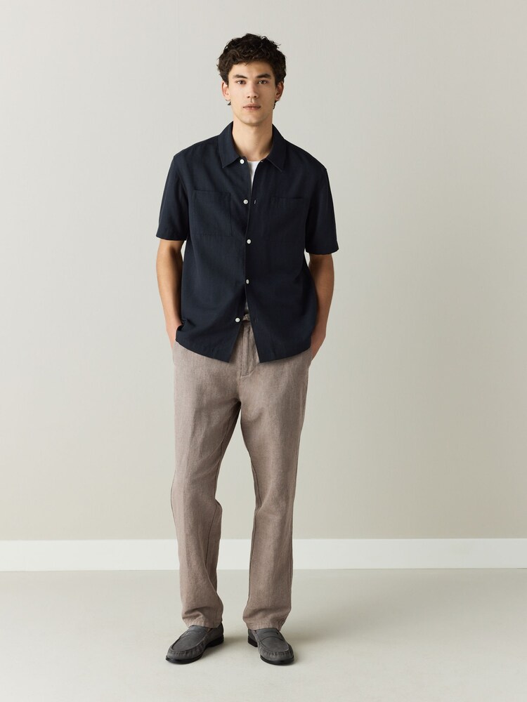 Sēņu brūns - Taisna piegriezuma - Cotton Linen Blend Chino Trousers - Attēls 2 no 10