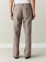 Sēņu brūns - Taisna piegriezuma - Cotton Linen Blend Chino Trousers - Attēls 3 no 10