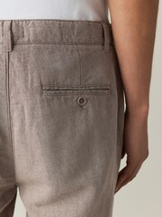 Sēņu brūns - Taisna piegriezuma - Cotton Linen Blend Chino Trousers - Attēls 6 no 10