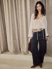 BHOEM Mid Rise Barrel Leg Black Jeans - Image 1 of 6