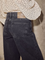 BHOEM Mid Rise Barrel Leg Black Jeans - Image 3 of 6