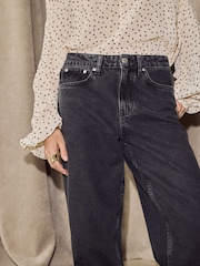 BHOEM Mid Rise Barrel Leg Black Jeans - Image 4 of 6