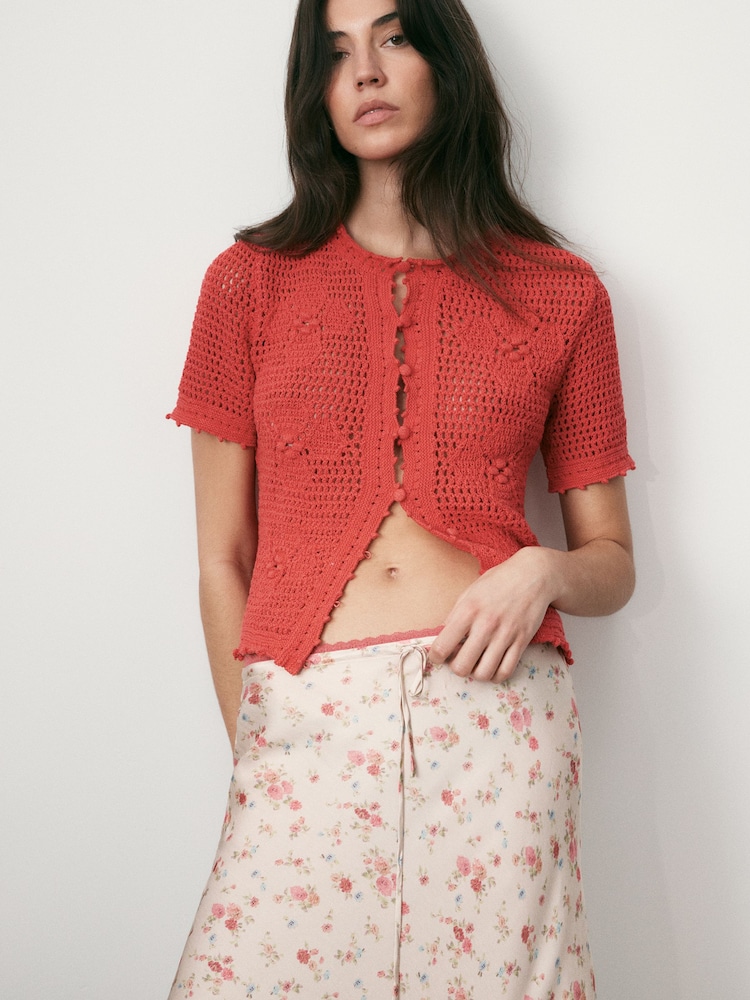 Short Sleeve Crochet Cardigan - תמונה 1 מתוך 5