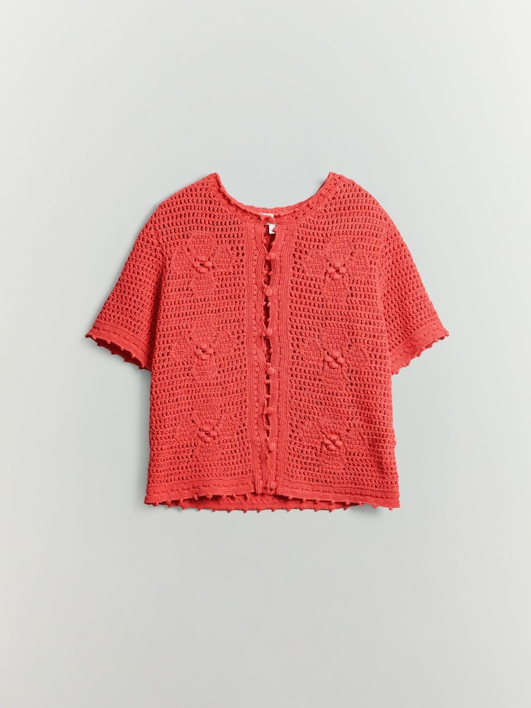 Short Sleeve Crochet Cardigan - תמונה 5 מתוך 5