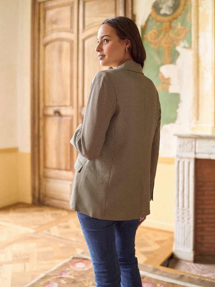 Seraphine Camel & Black Check Tailored Maternity Blazer - Image 2 of 6 Seraphine Camel & Black Check Tailored Maternity Blazer - Image 2 of 6