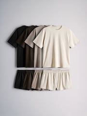 The Set 4 Pack Essentials T-Shirt and Short Pyjamas Set Black - Image 1 of 6