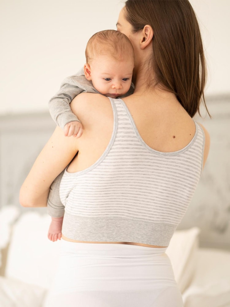 Seraphine Grey Stripe & White Maternity & Nursing Seamless Sleep Bras 2 Pack - Image 8 of 8 Seraphine Grey Stripe & White Maternity & Nursing Seamless Sleep Bras 2 Pack - Image 8 of 8